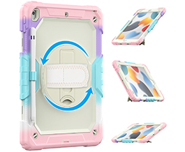 iPad迷彩硅胶+PC 手腕带背带防摔壳